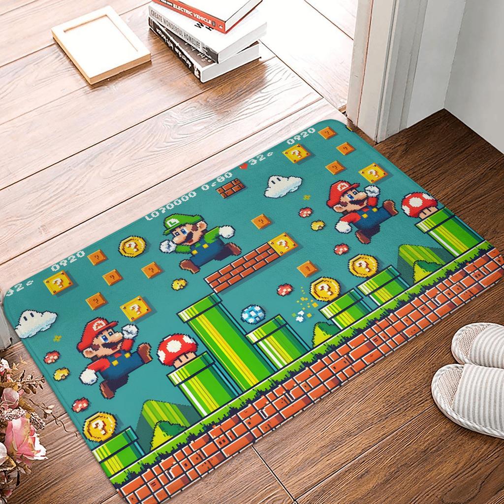 M-Marios Super Bros Front Door Floor Entrance Mat Outdoor Bathroom Kitchen Doormat Garden Carpet Rug