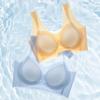 Thin ice silk lifting seamless underwear for girls in summer, with large chest and small chest, semi fixed cup, beautiful back bra, crossed back