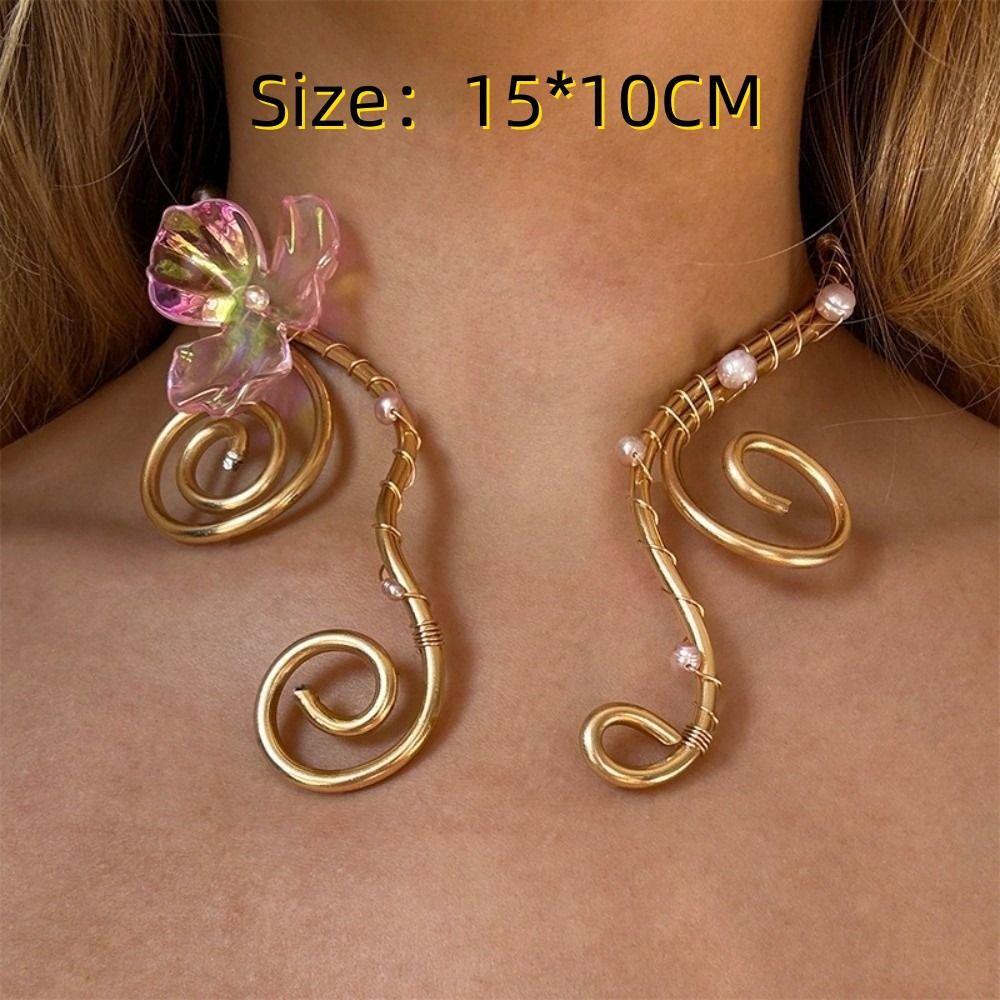 Flower Pattern Choker Necklace Colorful Women Necklace Elegant Collar Necklace