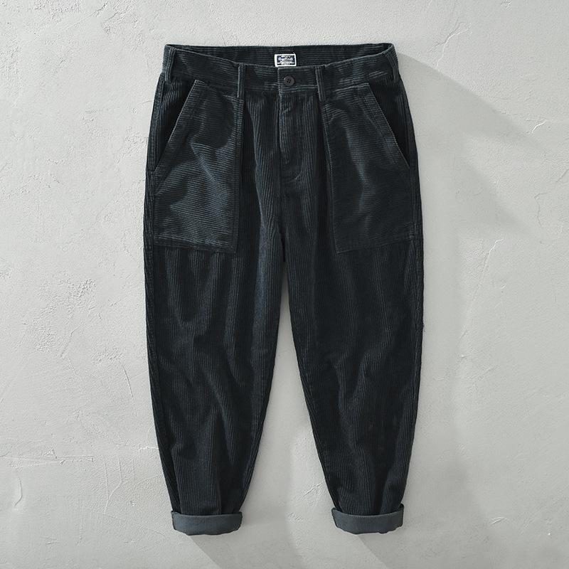 Японские вельветовые мужские брюки в стиле ретро из чистого хлопка, удобные мужские брюки на осень и зиму, прямые, утепленные, карго