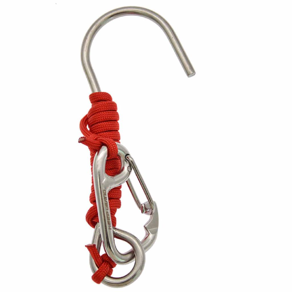 Stainless Steel Hook – Single-, Seawater-Resistant with Safety Rope and Spring Buckle, Diving & Equipment
