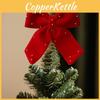 Christmas Tree Topper With Red Flannel Fabric Star And Bow For Holiday Decor