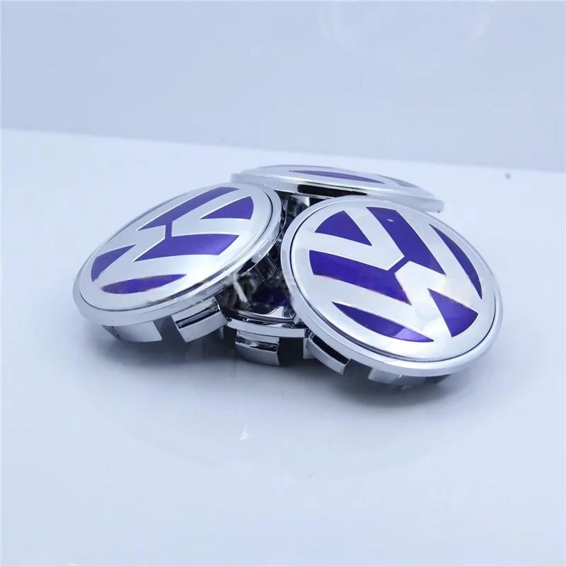 For VW Volkswagen Jetta MK5 Golf 4 Pieces of 65mm 3D sticker wheel hub center cover for VW Polo Golf4/5/6/7 MK5 MK6 MK7 CC Tigua