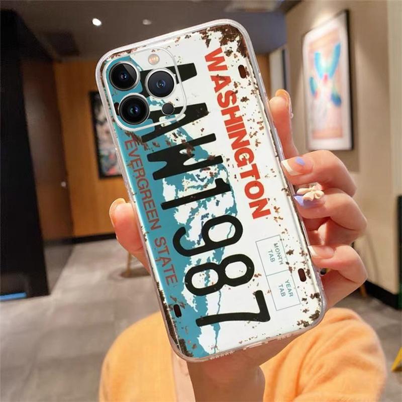Phone Case For iphone 17 Pro Max Air 16 15 14 13 Pro Max 15 16 Pro 15Plus License Plate Number Car