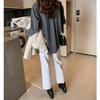 Korean Women's 2024 Spring Autumn New Splicing Polo Collar Button Pocket Fashion Solid Loose Casual Long Sleeve Blouses Shirts