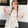 Womens Cute Cartoon Print Pajama Set Long Sleeve Top Pants Soft Cotton Loungewear Fall