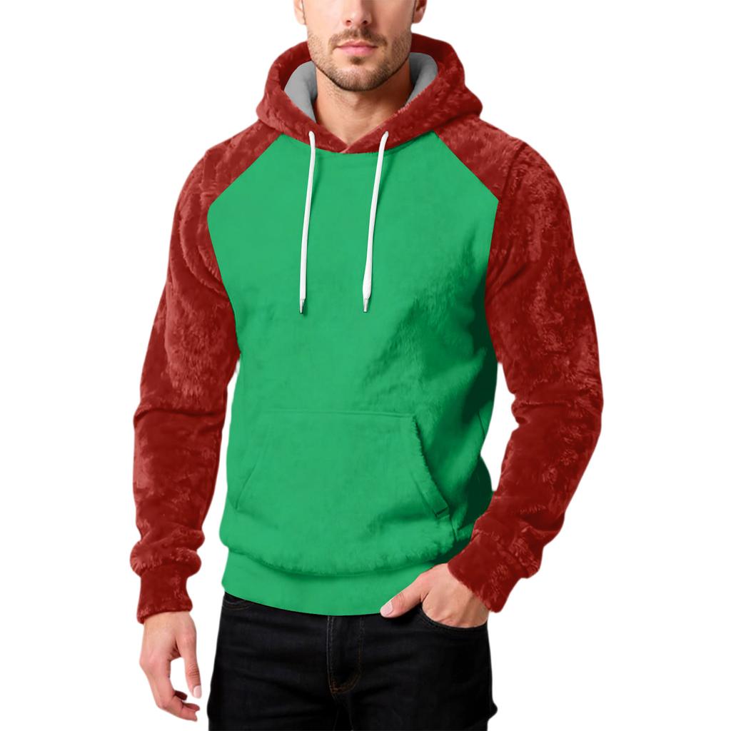 Мужская Мода Досуг Капюшон Капюшон Плюшевый Длинный Рукав Толстовка