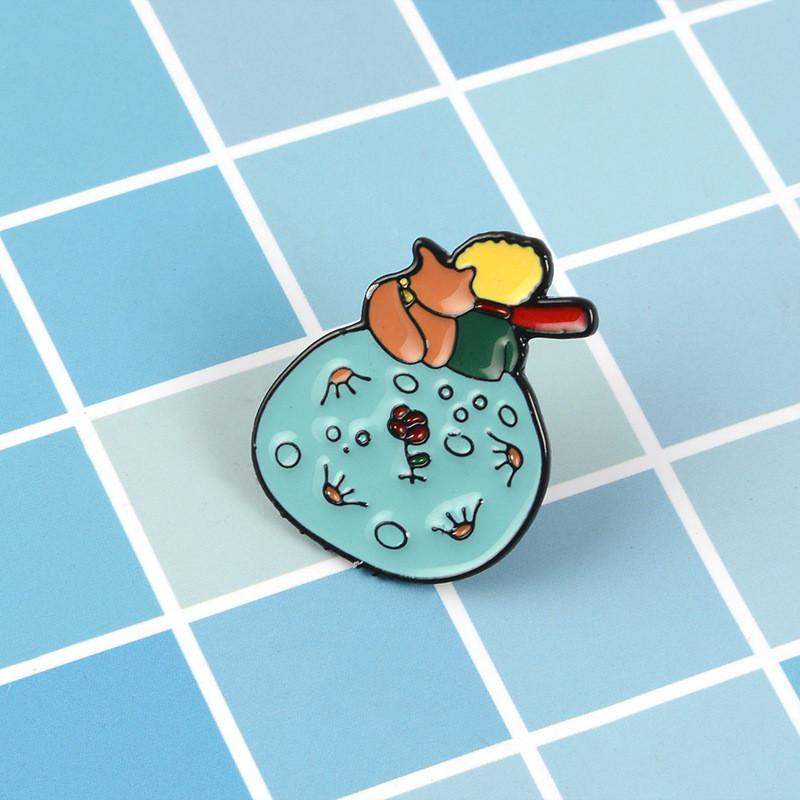 Синяя эмаль Уникальная брошь-пинка с мультяшным персонажем Стильный значок из сплава для ношения Унисекс
