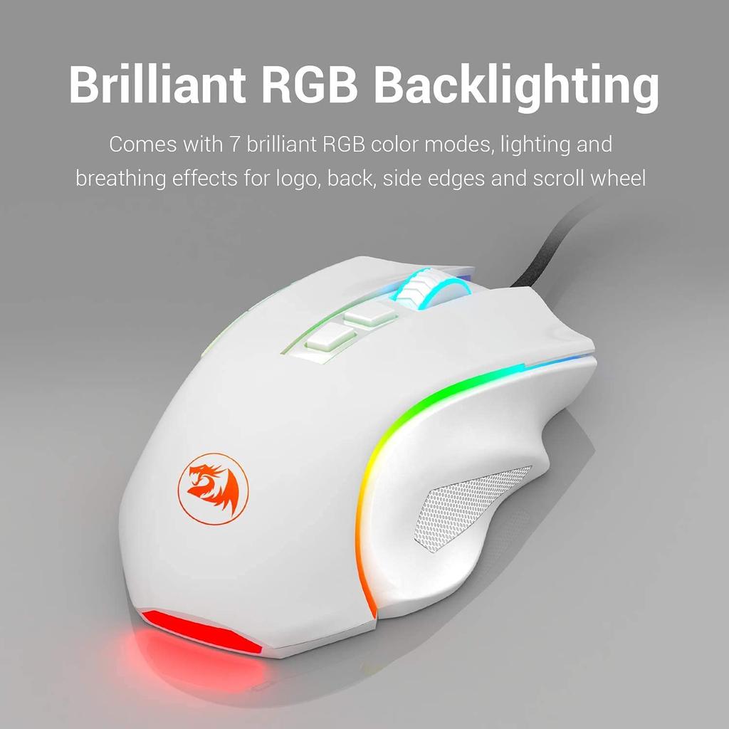 Проводная игровая мышь Redragon M602 RGB с подсветкой RGB Spectrum, эргономичная мышь Griffin, программируемая с 8 режимами подсветки до 7200 точек на дюйм для ПК с ОС Windows