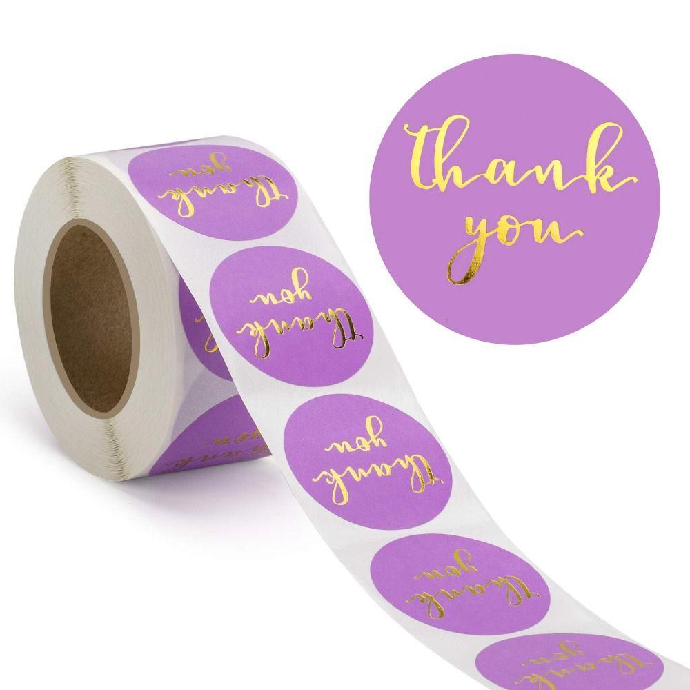 500 Pcs Purple Label Stickers Round Label Roll Self-Adhesive Stickers Birthdays