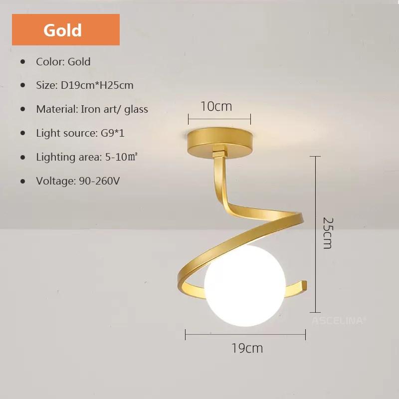 Современный стеклянный потолочный светильник в минималистском стиле с черным золотом и 1/2 головками для внутреннего освещения прихожей, прохода, балкона, прихожей, гардеробной