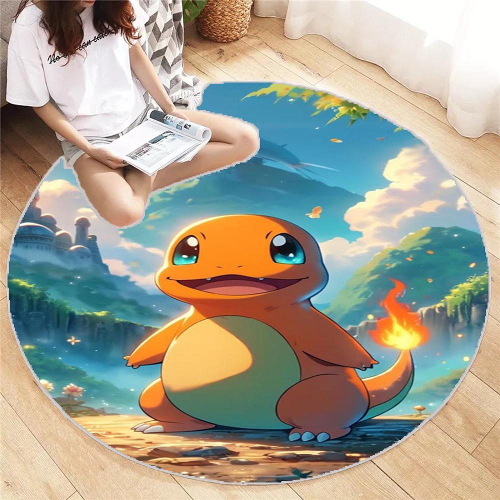  Charmander Pokemon Round Mat Cartoon Living Room Bedroom Kitchen Balcony Rugs Non-Slip Yoga Carpet Cute Home Decor Gift