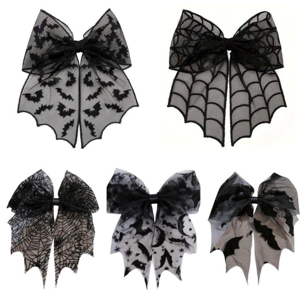 Lace Spider Web Hair Clip Spring Clip Halloween Hairpin Creative Bat Head Veil Hair Accessories