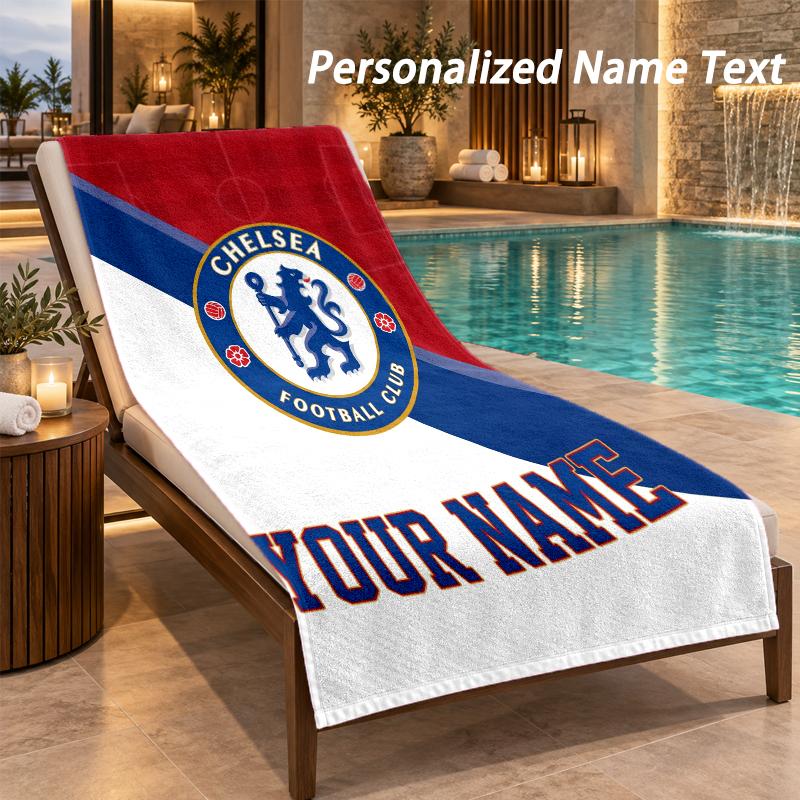 Custom Text Chelsea FC Print Beach Towel Large Towel For Home Bathroom Beach