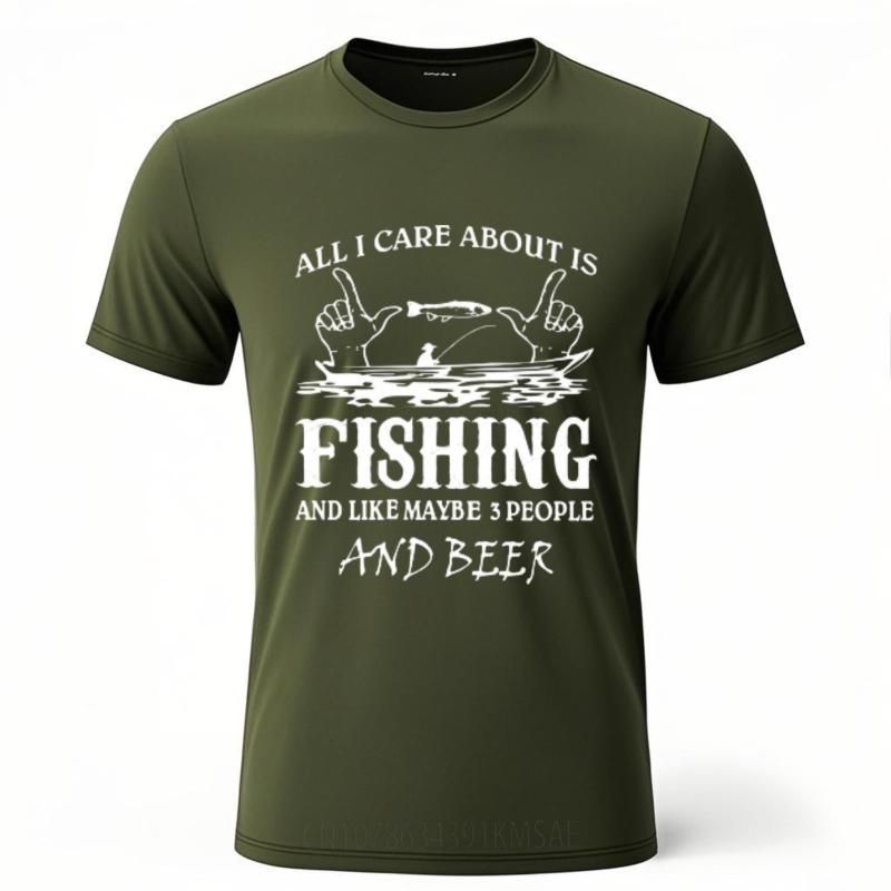 New Arrived Teenagers Short Sleeve Tshirt Cotton All I Care About Is Fishing And Beer Comfort Unisex Teeshirt Soft Cotton Tee