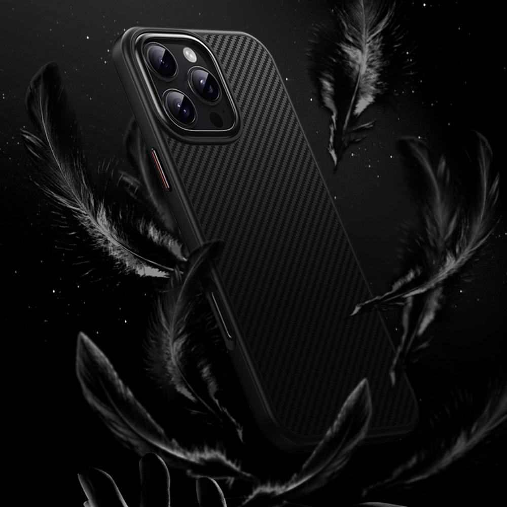 Магнитный чехол для iPhone 16 Pro, совместимый с MagSafe, чехол из ПК + ТПУ с текстурой углеродного волокна