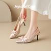 Augustine Bag Head Sandals Women's 2025 Summer Wear Thin Heels Pointed Temperament High Heels French Beautiful Single Shoes