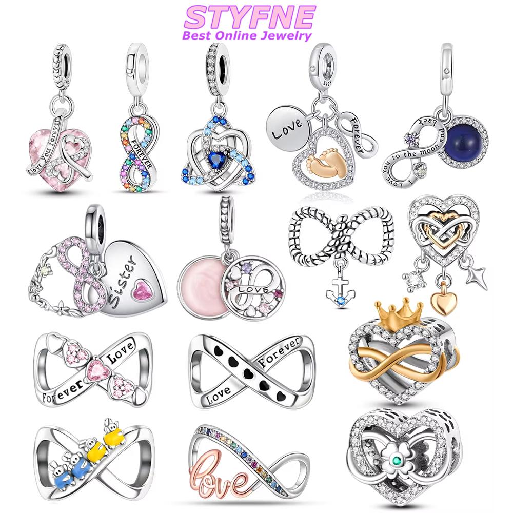 Классическая Бесконечная Любовь Розовое Сердце Корона Оригинальные Медные Шармы Бусины Подходят для Браслета Женские Украшения Сделай Сам Подарок Аксессуар для Изготовления