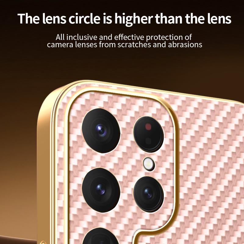For Samsung Galaxy S25 Ultra Phone Case Carbon Fiber Textured Electroplated TPU Back Cover