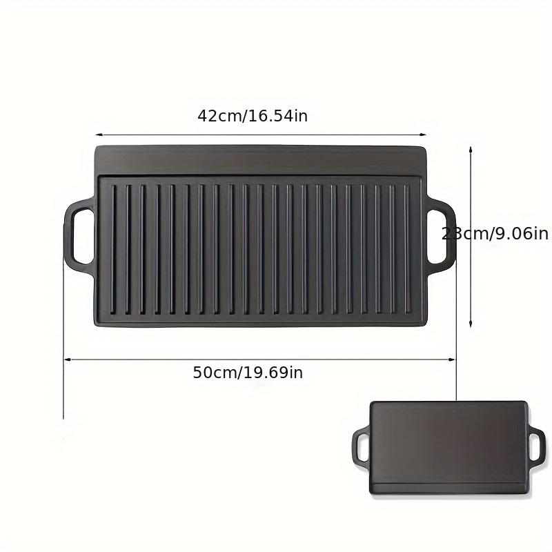 Cast Iron Baking Tray Can Be Flipped Double-sided Barbecue Tray Outdoor Camping Handle BBQ Tools Barbecue Plate Square Gas Grill