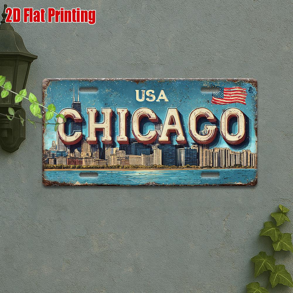 D Flat pc Vintage Wall Sign Suitable for Use in the Living Room Bar Garage UV Printed Retro Metal Plaque with Suitable
