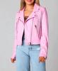 Handmade Stylish Leather Women Lambskin Barbie Jacket Party Fringed Pink Design