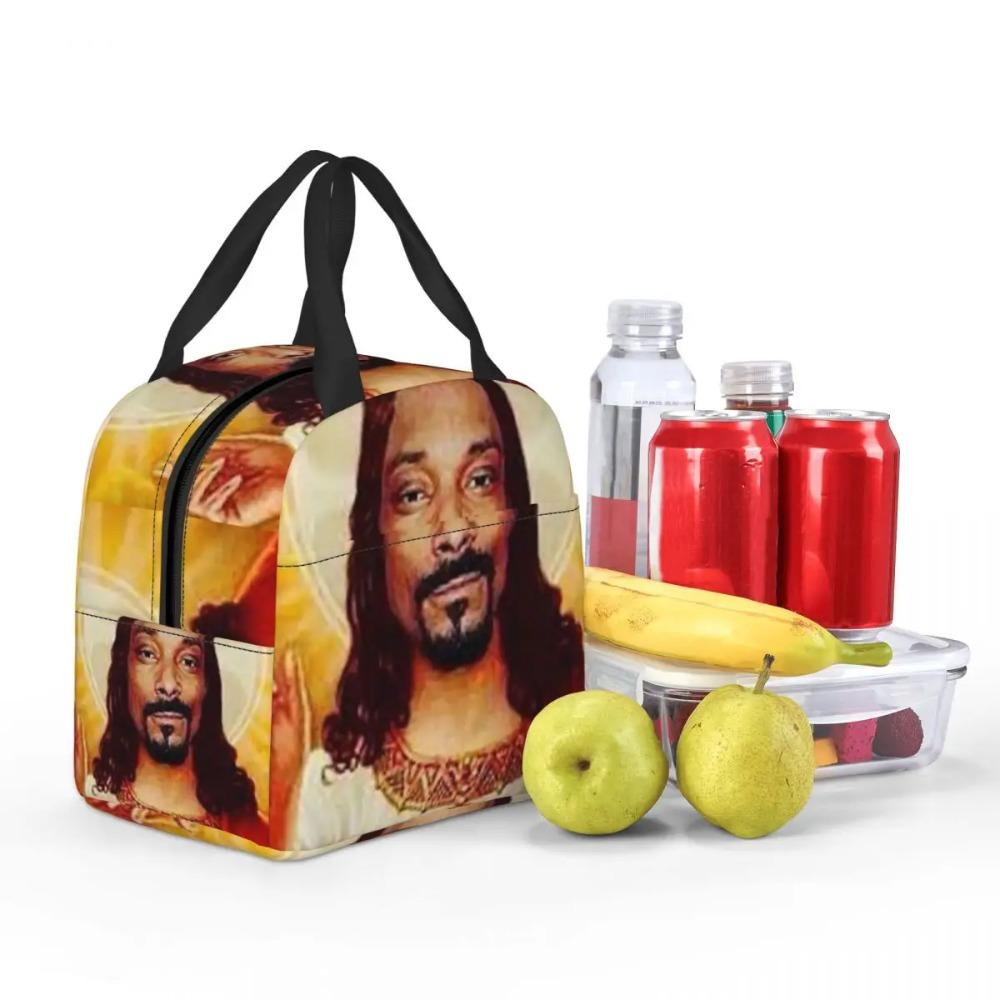 Индивидуальная сумка-ланч с изображением Снуппи Догга в образе Иисуса, для пикника на природе, с изображением американского музыкального рэпера, многоразовая, термосумка, ланч-бокс, женская