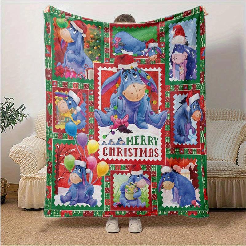1pc. Christmas Eeyore Blanket, Festive Cartoon Decorative Throw for Home, Seasonal Gift Idea, Soft and Cozy for All Seasons,Soft Flannel Thr
