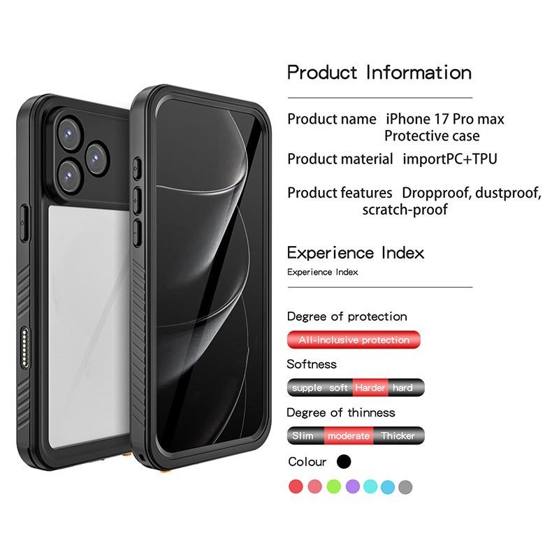 Waterproof Phone Case IPhone 17 Pro Max 18 Swimming Diving Shockproof Outdoor Protection Cover