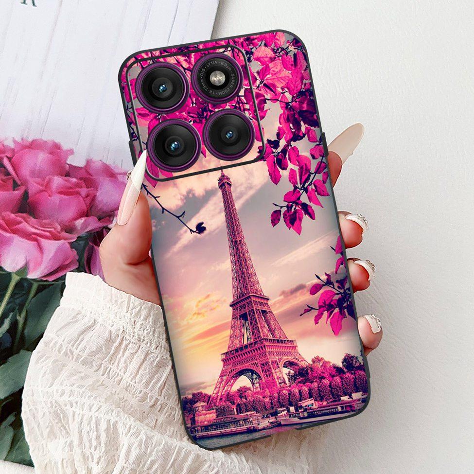 Для Motorola Edge 60Pro XT2507-1 Задняя крышка Для Motorola Edge 60 Pro Чехол Милый Мультяшный Роскошный Цветочный Рисунок Черный Силикон 6.7"