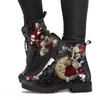 Women's Gothic Print Leather Combat Boots - Large Size Winter Martin Style