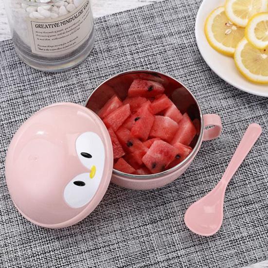 2 шт./компл. детская миска с нескользящим дном, термоизоляция, мультяшный пингвин, детская посуда для кормления, набор ложек для дома