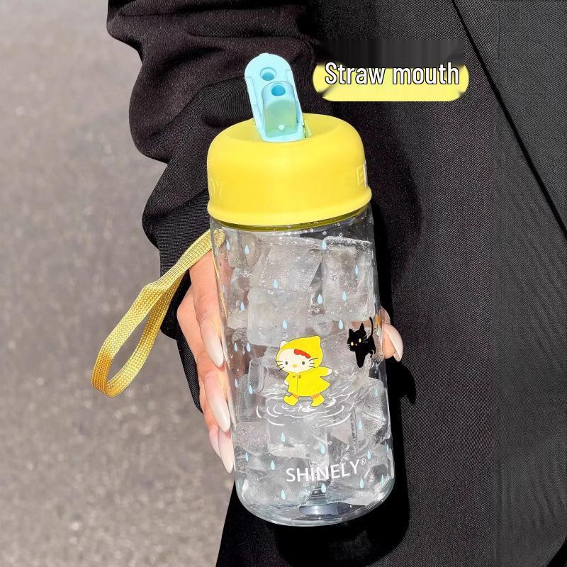 2026 Cute Cartoon Kitty Straw Cup: Portable, Small, for Kids