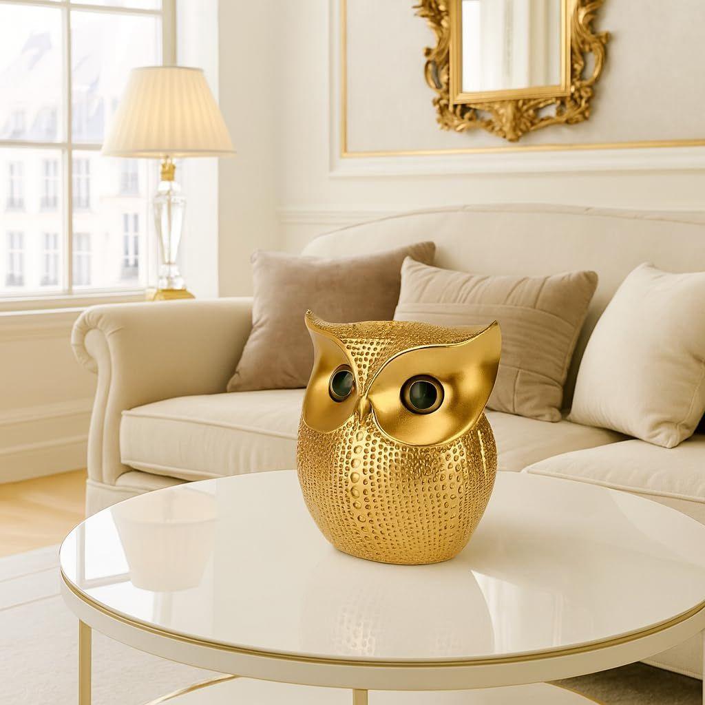 Современная стильная художественная фигурка Lucky Owl из смолы (золотой), 1 кусок