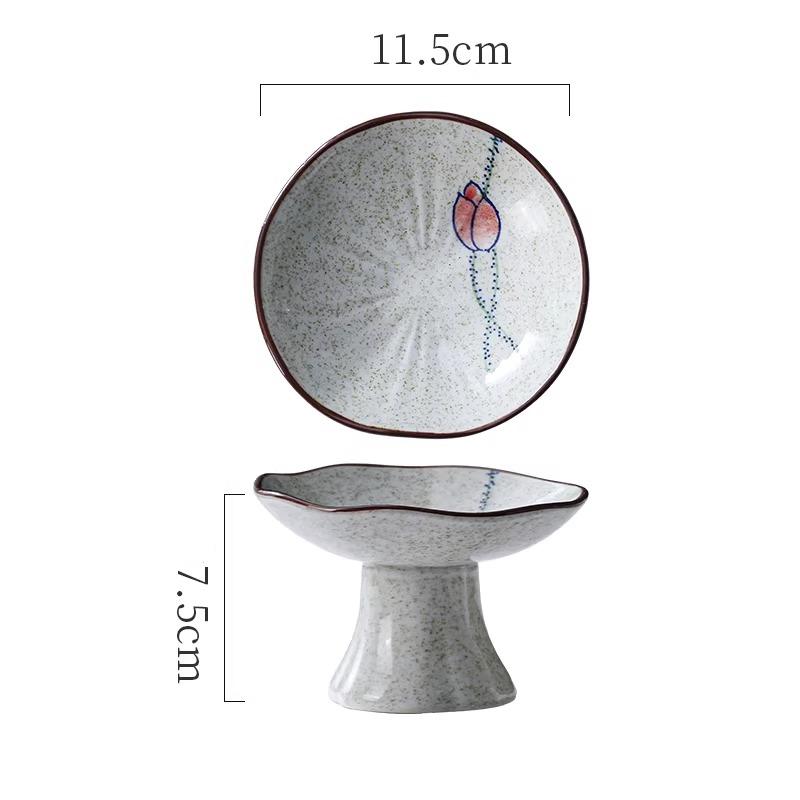 Новая китайская десертная высокая тарелка Маленькая тарелка для закусок Освежающая тарелка Ретро керамическая тарелка Закуски для послеобеденного чая Товары для дома
