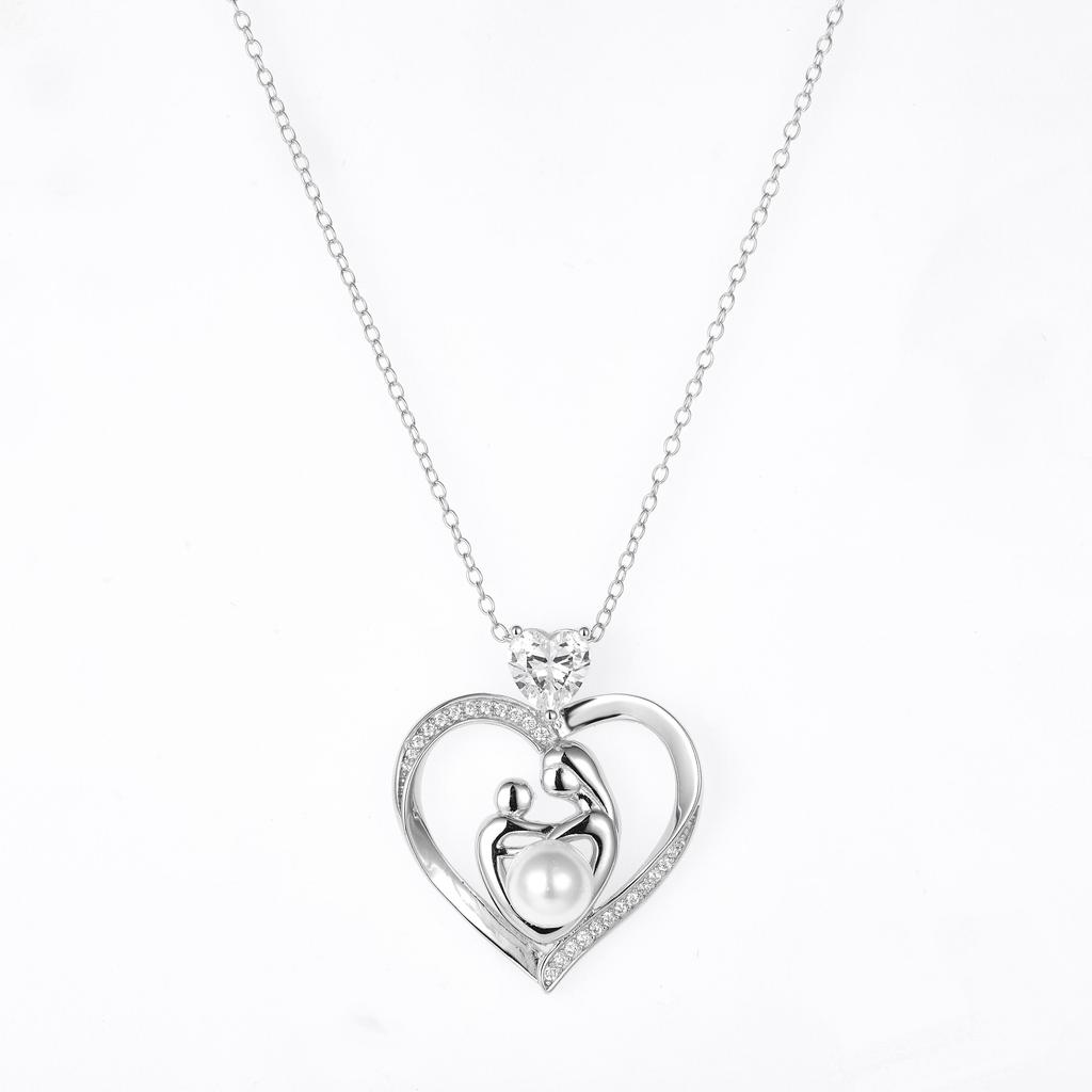 Изысканное ожерелье с кулоном в форме сердца, ювелирное украшение «объятия матери и ребенка», жемчужные аксессуары для женщин на День матери