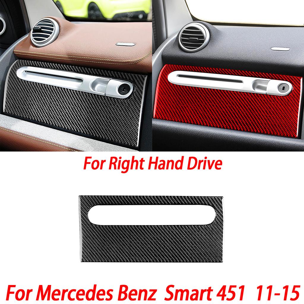 For Benz Smart W451 Fortwo 2011-2015 Carbon Fiber Copilot Storage Box Handle Center CD Gear Shift Panel Interior Trim Sticker