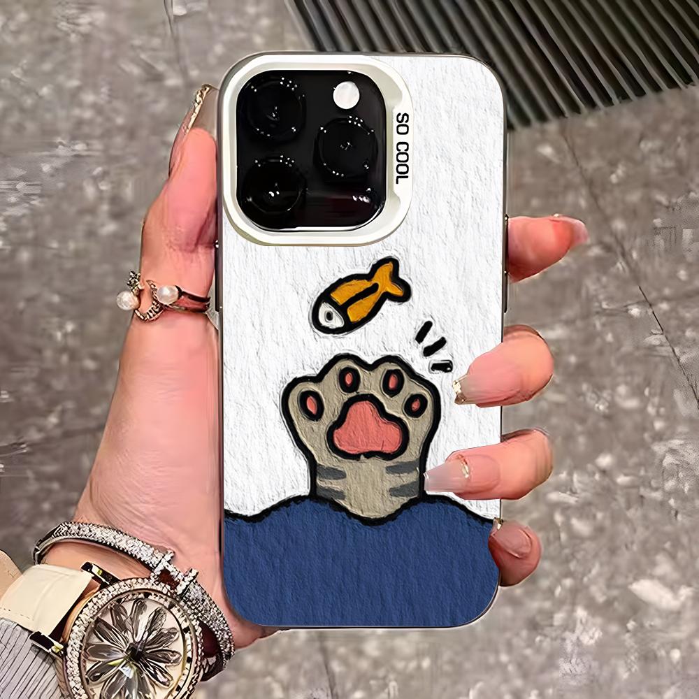Милый мультяшный чехол для телефона с кошками и собаками для iPhone 17 Pro Max 16 15 14 13 11 12 Mini Xs Xr 8 Plus Se Цвет Серебристый Чехол