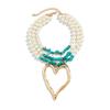 Женское ретро бирюзовое ожерелье с бусинами с большим сердцем и имитацией жемчуга