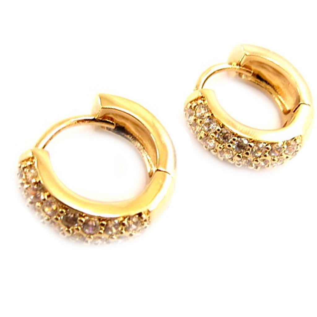 Les Trésors De Lily [L4321] - Позолоченные серьги-кольца «Déesse», золотисто-белые - 13x6 мм