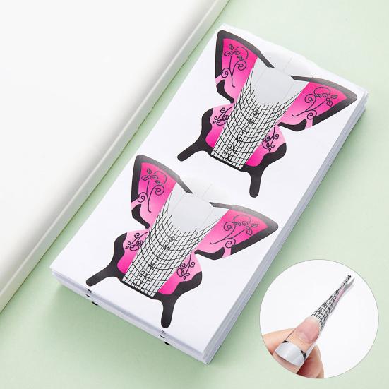 Yousheng 100Pcs Professional Long Nail Forms Acrylic Nail Paper Forms Easy To Use Thick Nail Extension Forms Manicure Tools