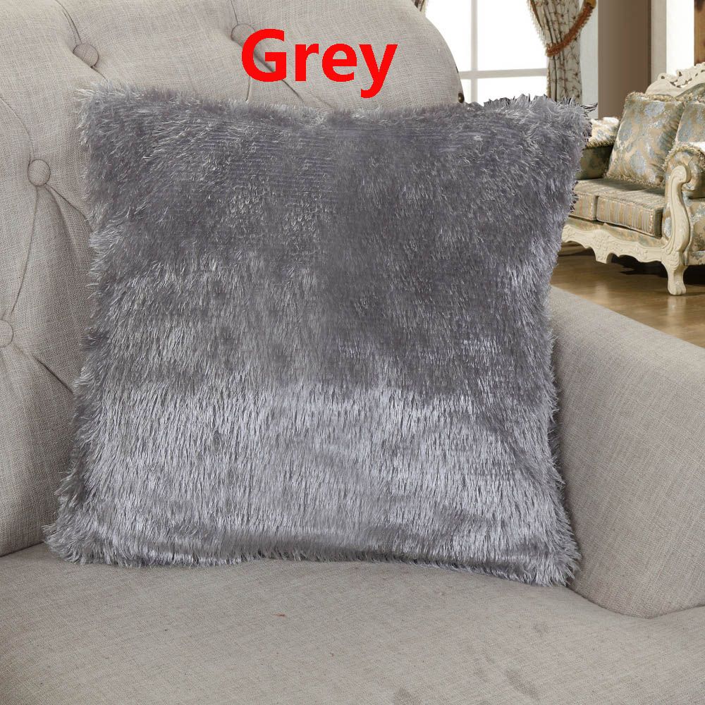 Square Home Decor Car Seat Fur Plush Winter Warm Throw Pillow Cases Cushion Cover