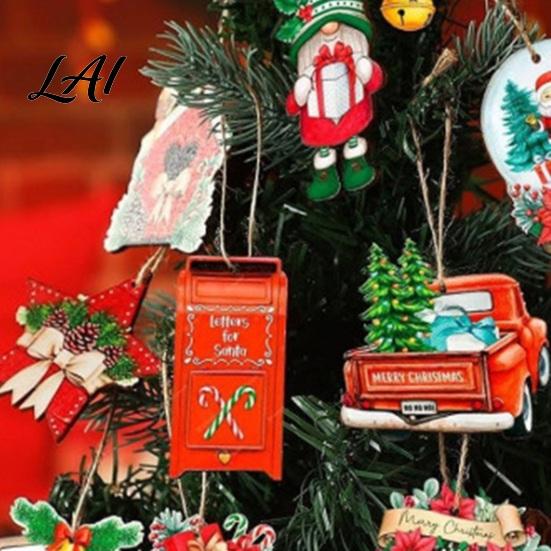 Retro Wood Ornament Set Christmas Wooden Hanging Decorations Rustic Gnome Xmas Stocking Tree Ornaments Pendants Farmhouse Festive for Mantel Holiday