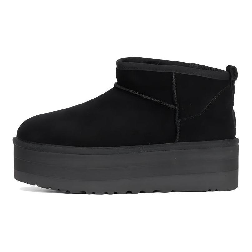 UGG КЛАССИЧЕСКИЕ УЛЬТРА МИНИ На флисовой подкладке, Классический минималистичный стиль, Универсальные модные короткие снегоступы Женские Черные 1135092BLK-