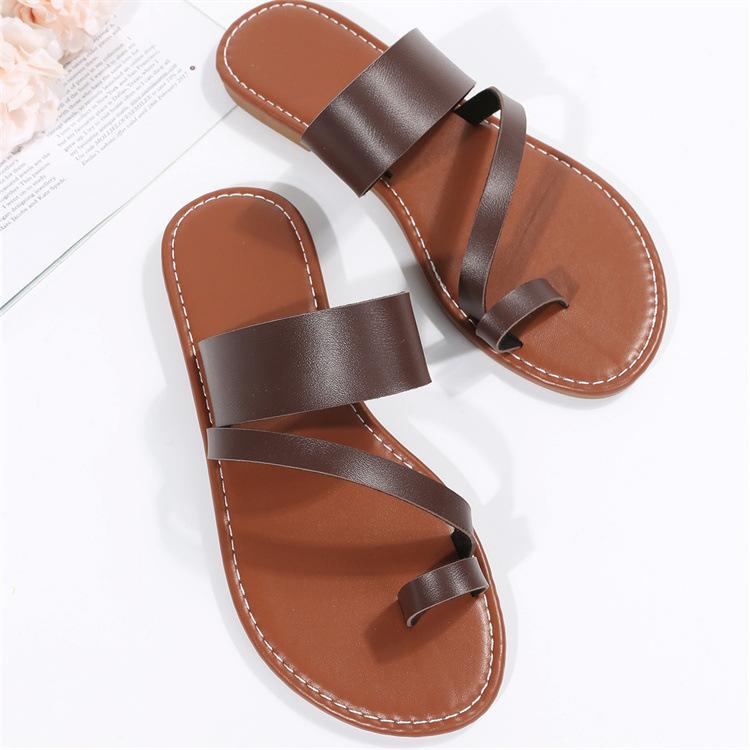 2024 Summer Flat Sandals Women Slippers Fashion Open Toe Outdoor Slippers Casual Beach Women's Shoes Plus Size Zapatos De Mujer