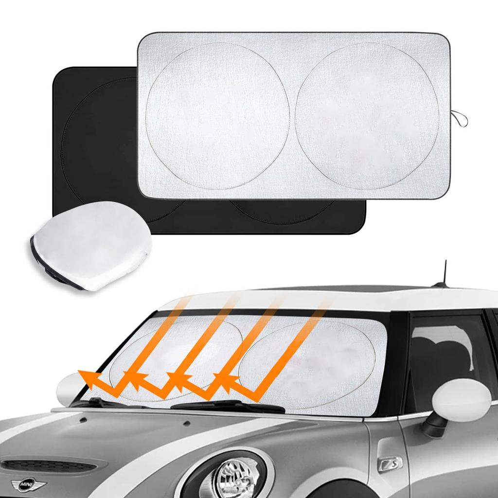 Persevere Car Sunshade for Mini Windshield Blackout Magical Foldable Car Car Sunshade UV Light Car Interior Heat Easy Storage Bag Included Cooper,