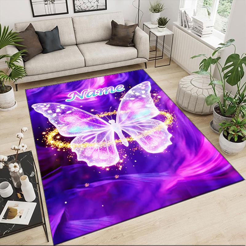 1PC Custom Name Butterfly Dreams Theme Floor Mat Ideal for Living Room, Game Rooms, Office, Bedroom,Floor Mat Playful Design
