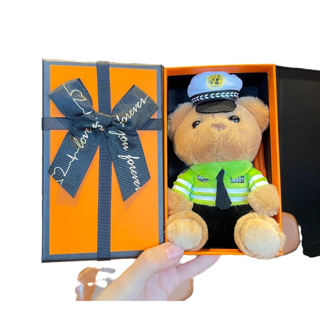 Plush Keychain: Traffic Police and Firefighter Bear Uniformed Doll
