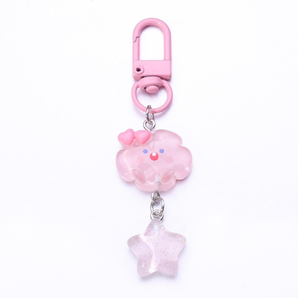 Cartoon Cloud Lightning Moon Star Pentagram Key Chain for Women Cute Fun Aesthetic Key Ring Fashion Pendant Accessories Gift
