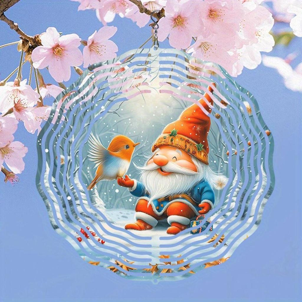 Рождественский гном, колокольчик ветра, уличный декор со снежинками, сосновыми шишками и дизайном птиц для сада, праздника, свадьбы, подарка на день рождения